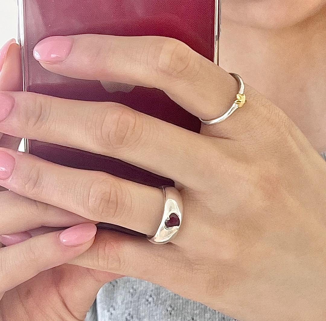 *Cherry Red* Crooked Heart Ring