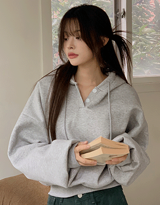 바닐라민트 따뜻한기모🔥데일리 투버튼 기모 후드티/따뜻한 기모티/크롭 후드티/레이어드