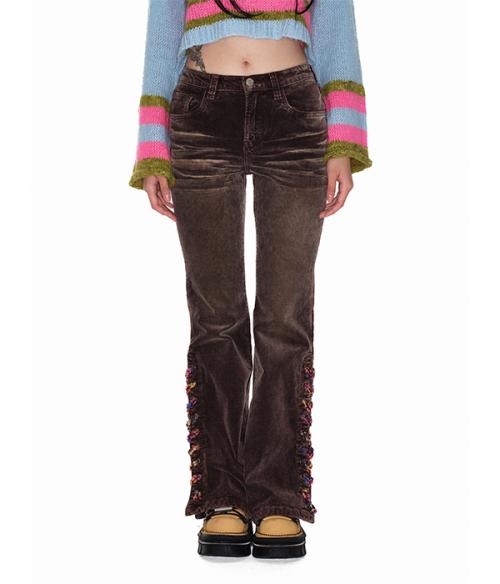 Knit string corduroy pants_brown