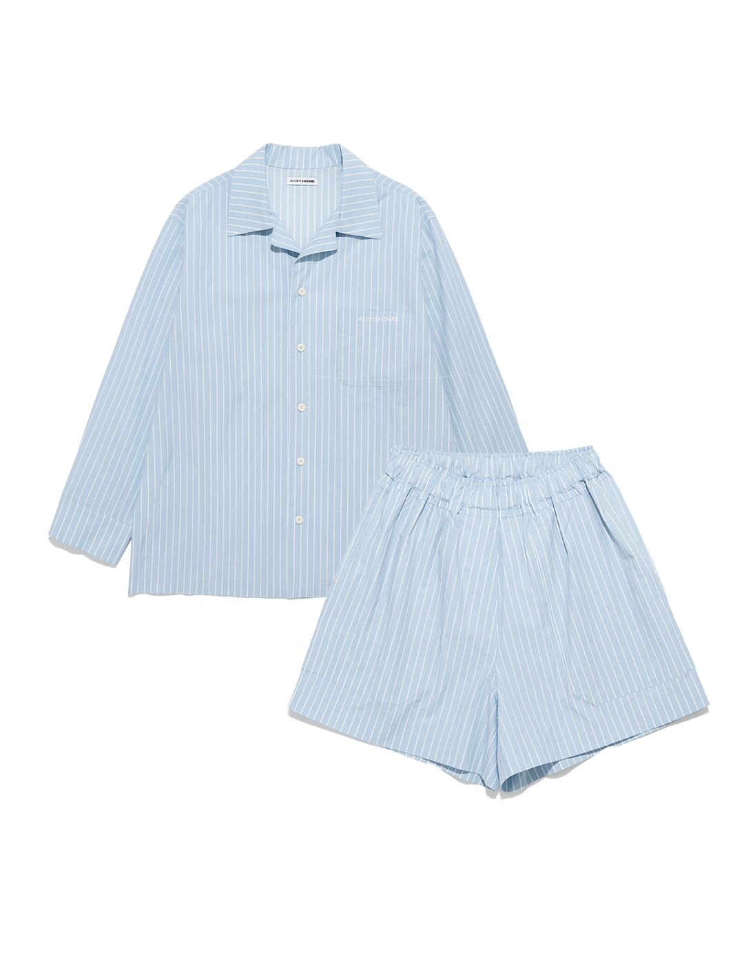 Cotton Pajama Set Blue Stripe