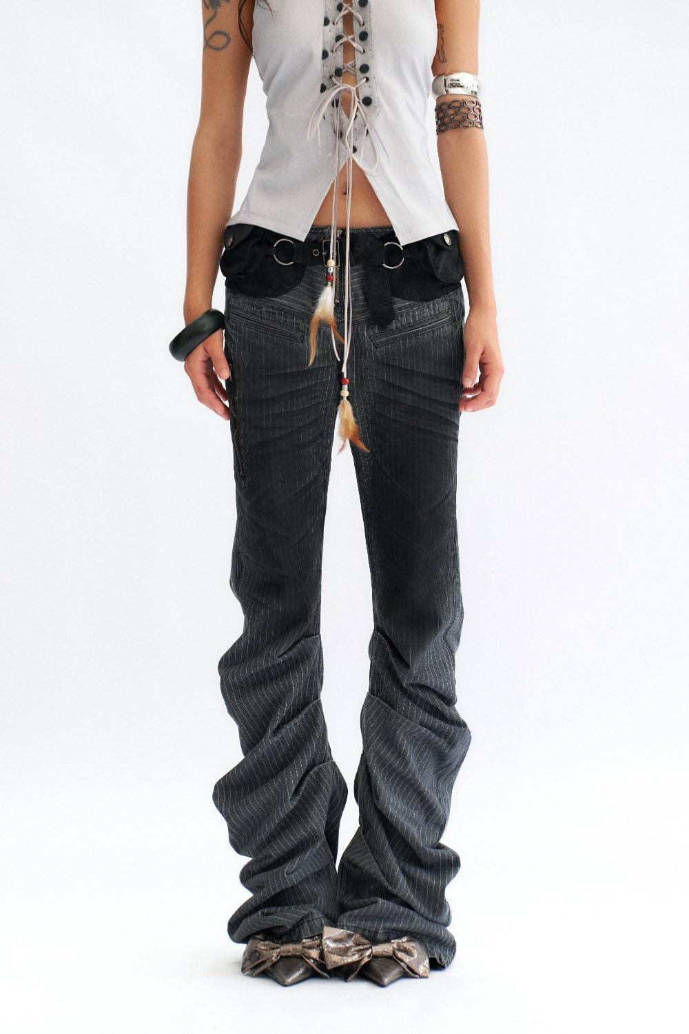 Stacked Pinstripe Jeans - S