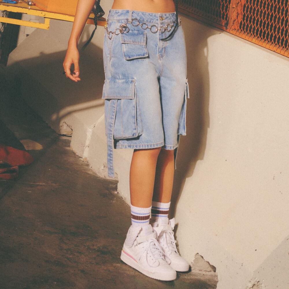 CARGO DENIM HALF PANTS BLUE