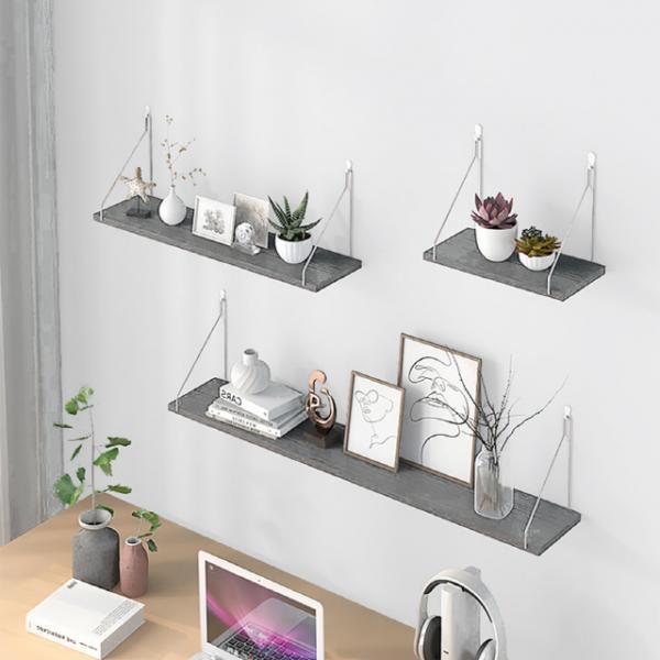 못없이 붙이는 무타공 벽선반 (오크/블랙/화이트)