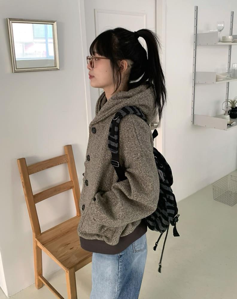 데일리 니트 후드 테리 가디건 (3color)