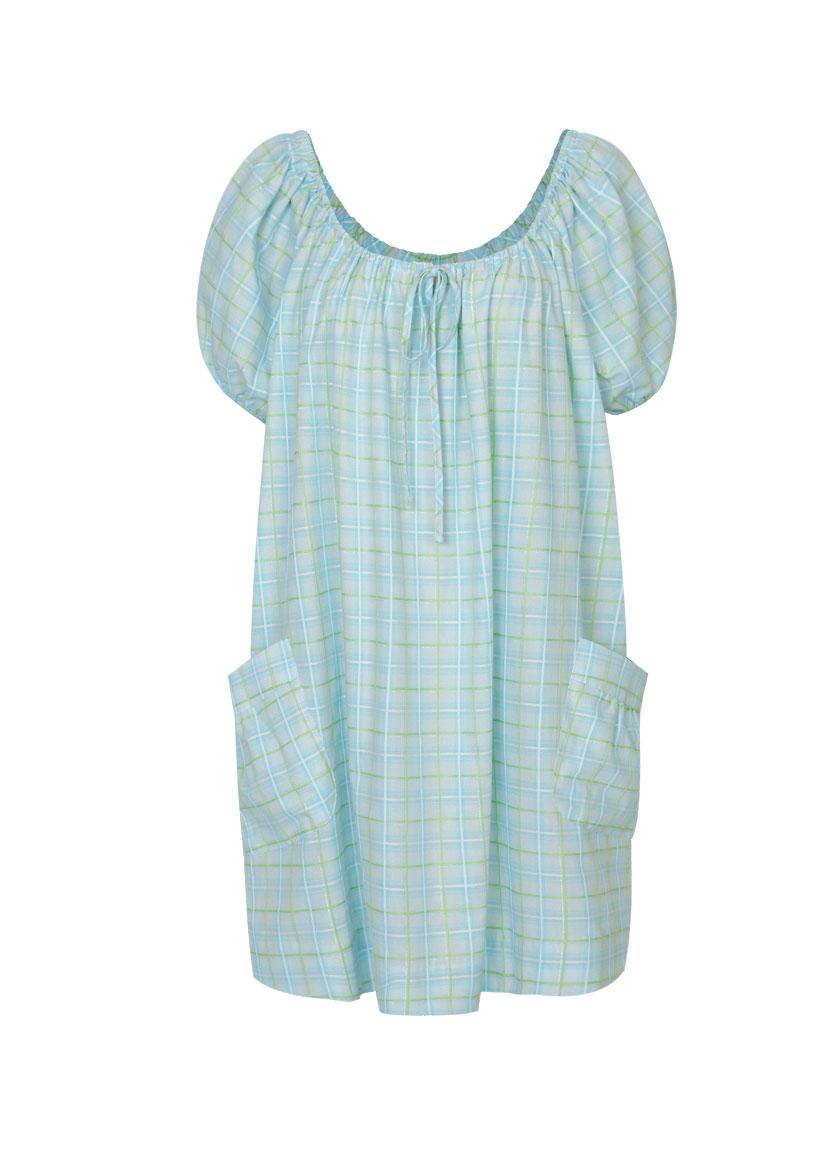 Hay Check Mini Dress  (Blue)
