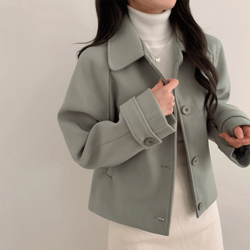 울 카라 숏 자켓 코트
