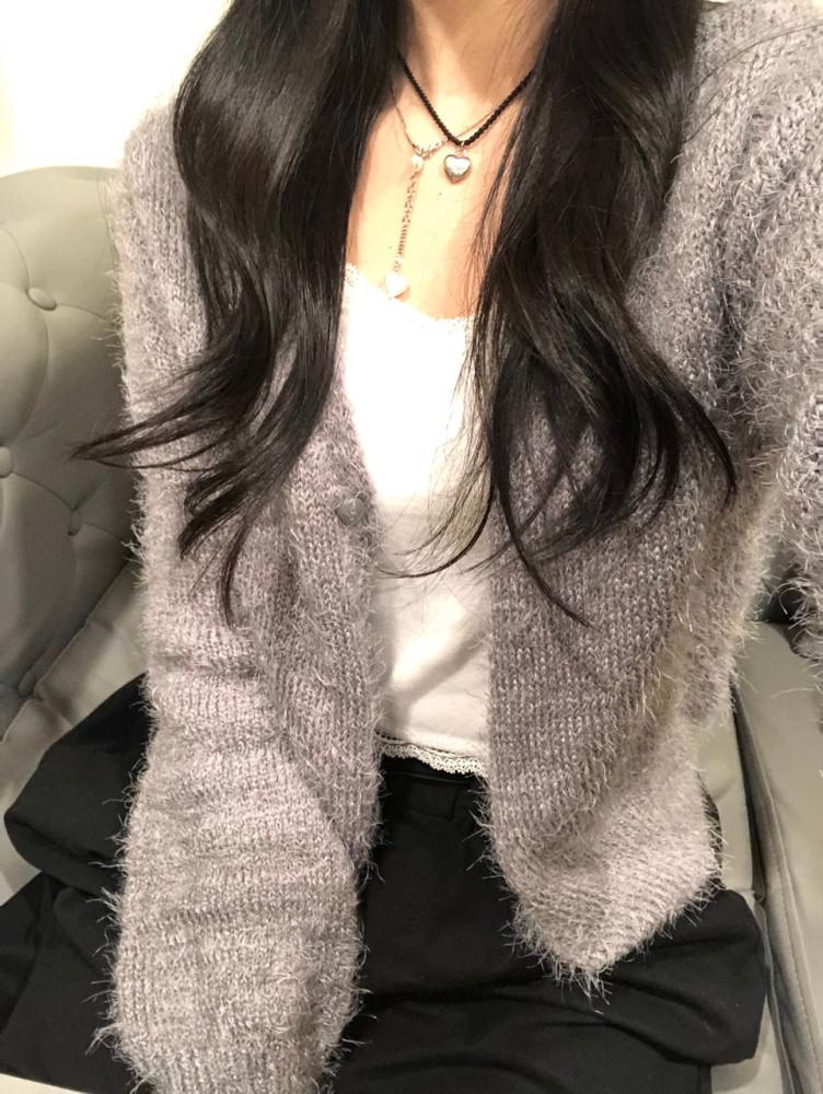 [당일출고] bubble boucle cardigan (2color) 버블 부클 퍼 가디건