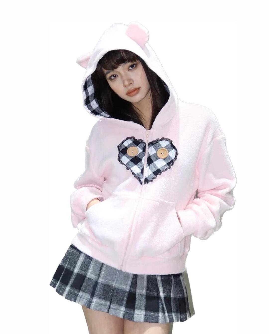 Pink Bear Hoodie - Small