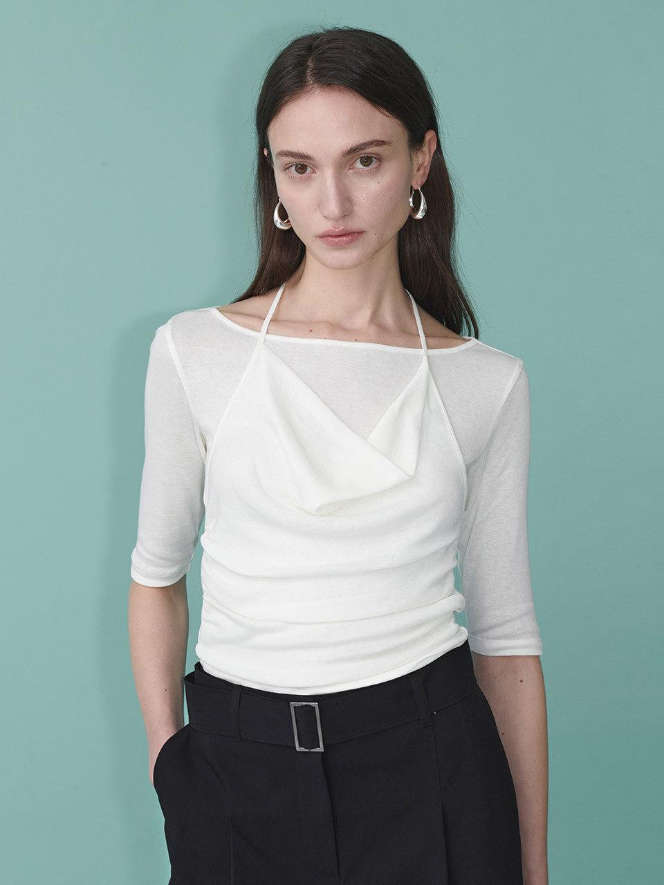 Cowl Halter Layered Jersey Top SW5ME242_3color