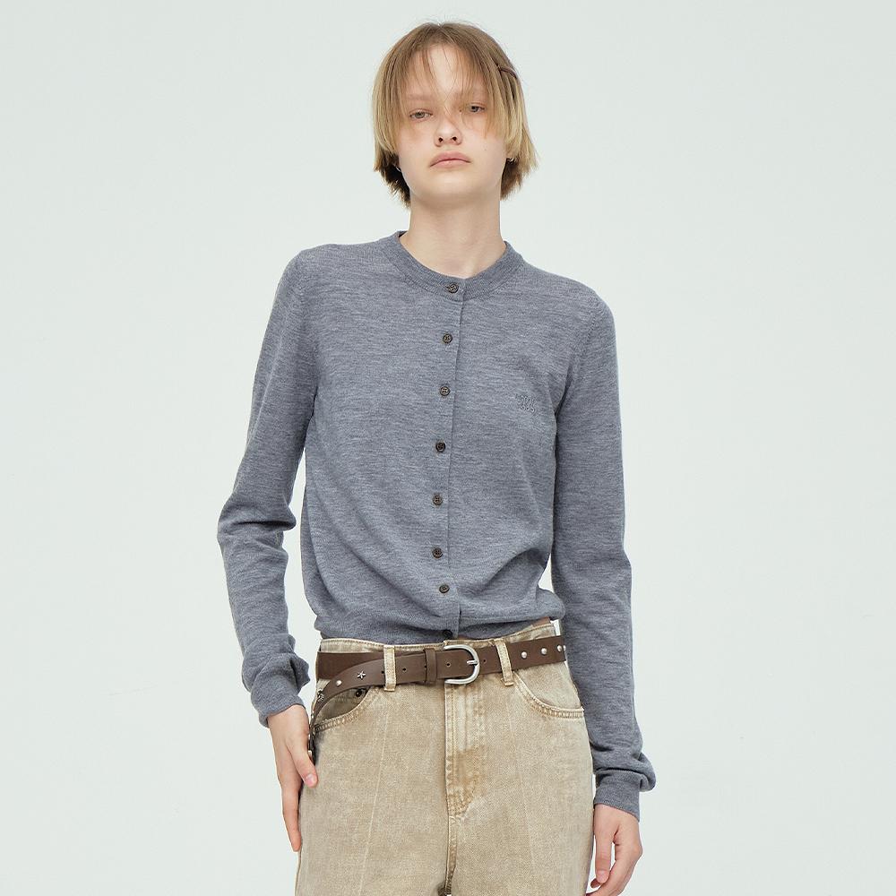 CREW NECK CARDIGAN_melange grey