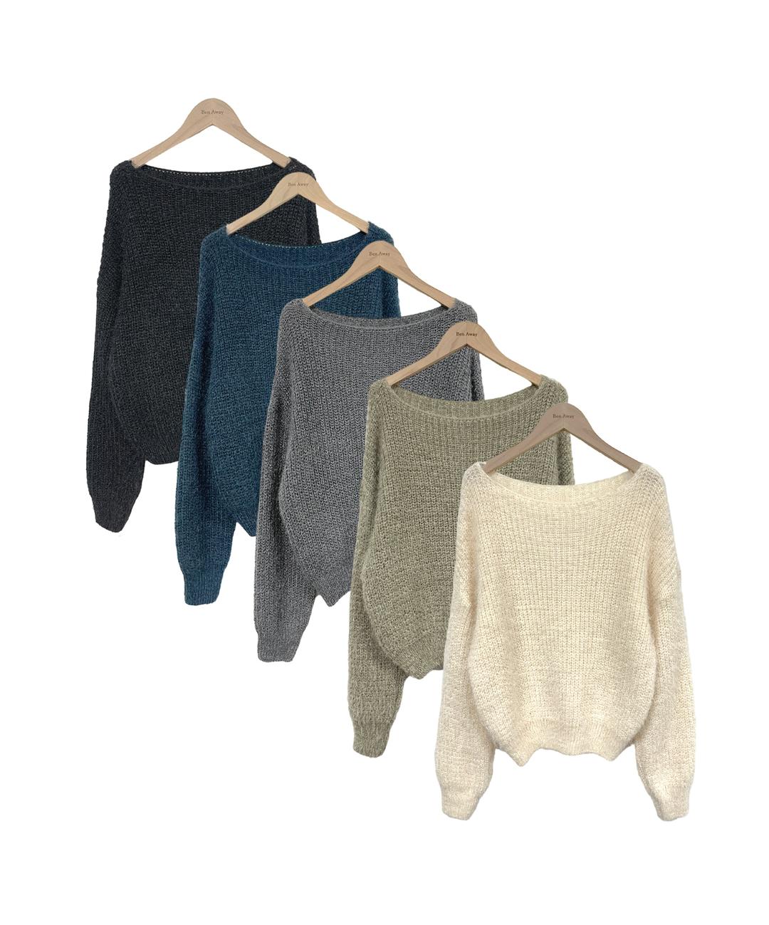 벤어웨이 BEST🫶🏻 헤츠 페더 보트넥 니트 5C