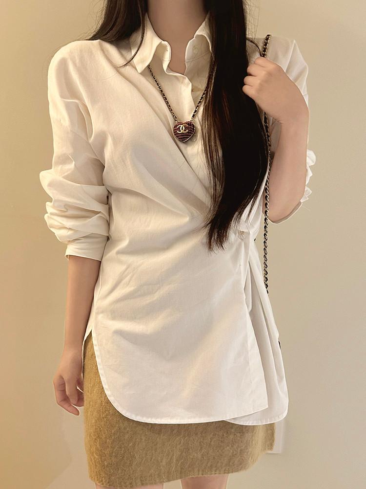 [룸룸] 투웨이 슬릿 기모 셔츠 (2color)