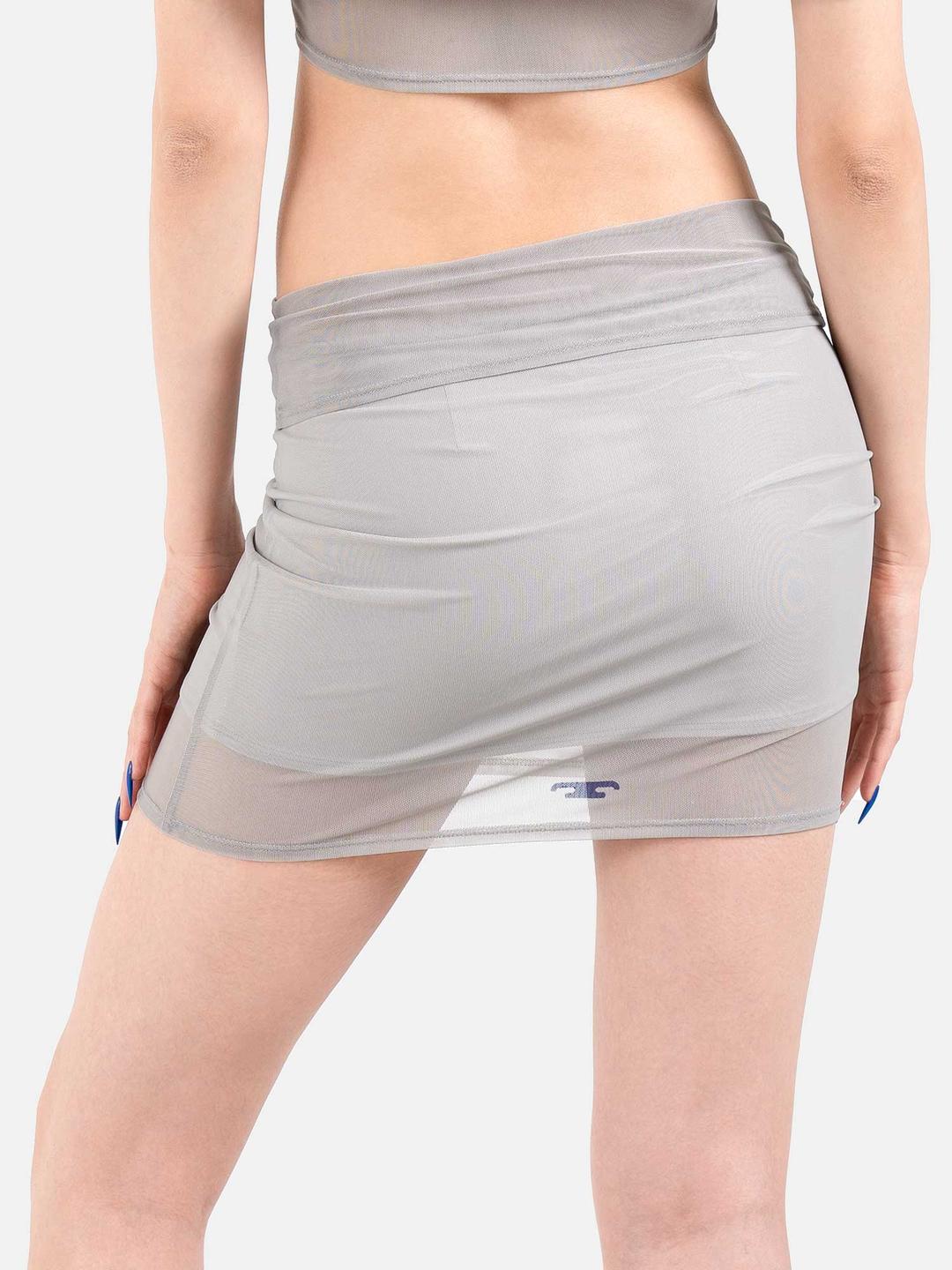 메쉬 폴드오버 미니 스커트 (라이트 그레이)