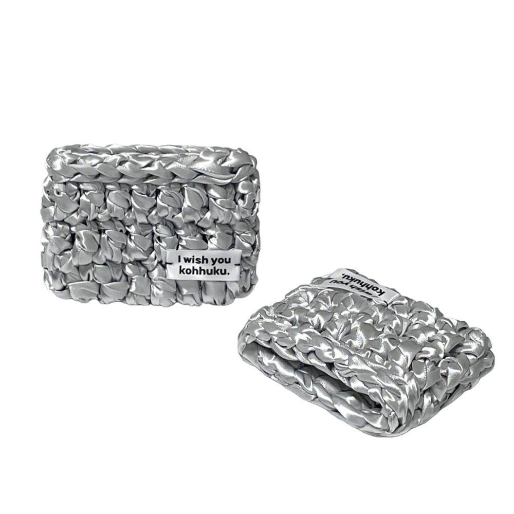 새틴 리본 뜨개 카드지갑 미니백 (56color)﻿ Satin Knitted Ribbon Card Wallet