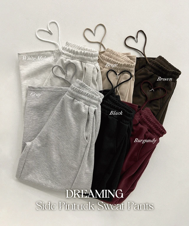 [1+1할인/숏, 롱 기장선택O/봄 신상✨️] 드리밍 사이드 핀턱 와이드 트레이닝 밴딩 팬츠 - 6color