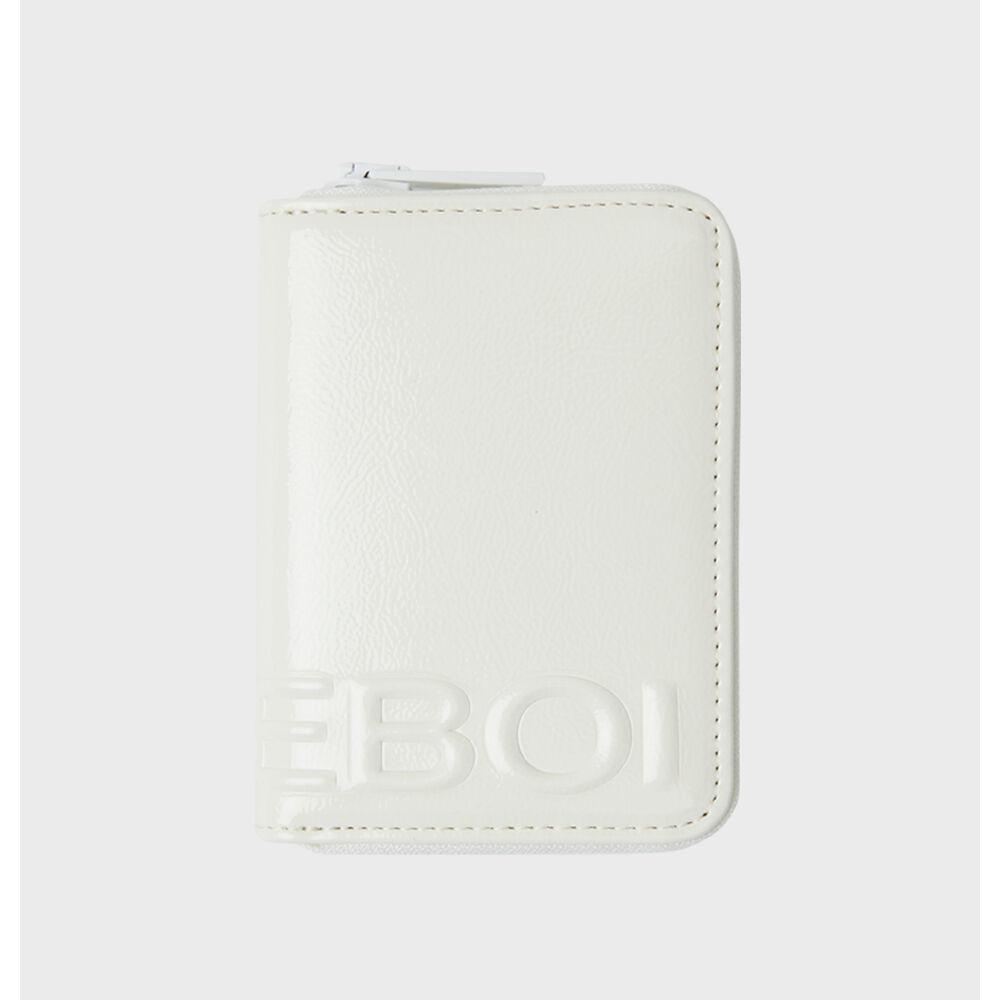 enamel zip card holder - white