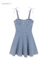 [OUTLET] 에덴 데님 리본 디테일 플레어 뷔스티에 미니 원피스