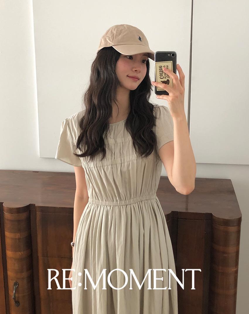 (릴스 문의 폭주!) [RE:MOMENT/민트그레이 당일발송] made. 미르 셔링 반팔 롱원피스 2color!(캉캉원피스/롱원피스/프릴원피스)