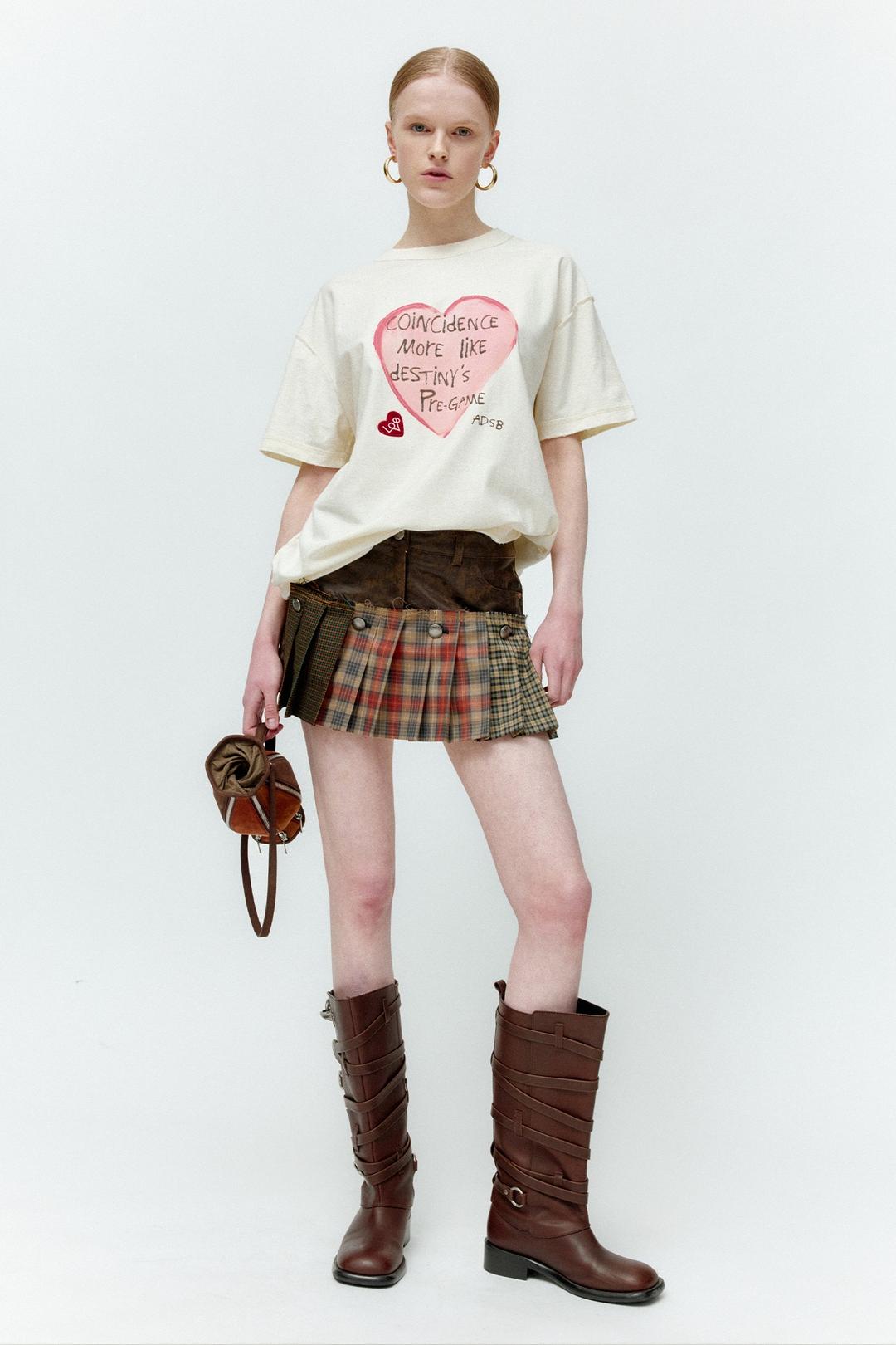 UNISEX HEART MESSAGE T-SHIRT atb1251u(ECRU)