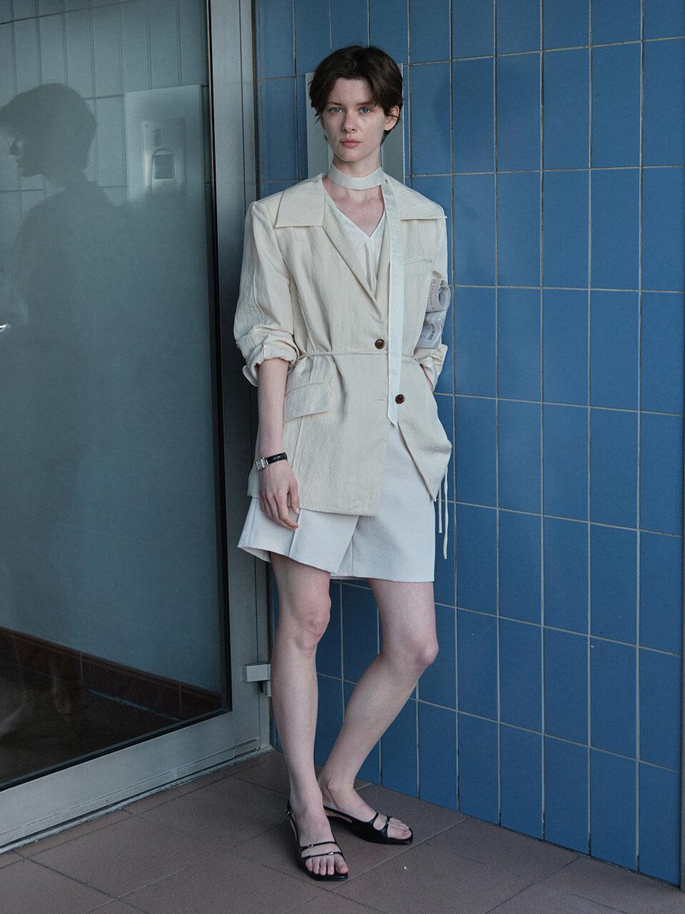 Belted Wide-collar Jacket SW5MJ211-9A