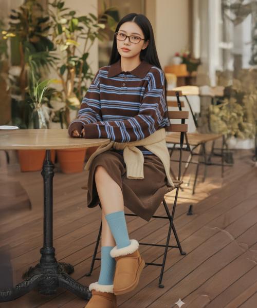 스트라이프 칼라넥 니트(WBALKE2)