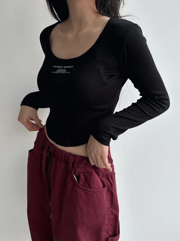 라운드 레티 슬리브 티 (4color)