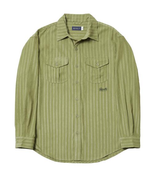 스트라이프 웨스턴 셔츠 -라이트 카키