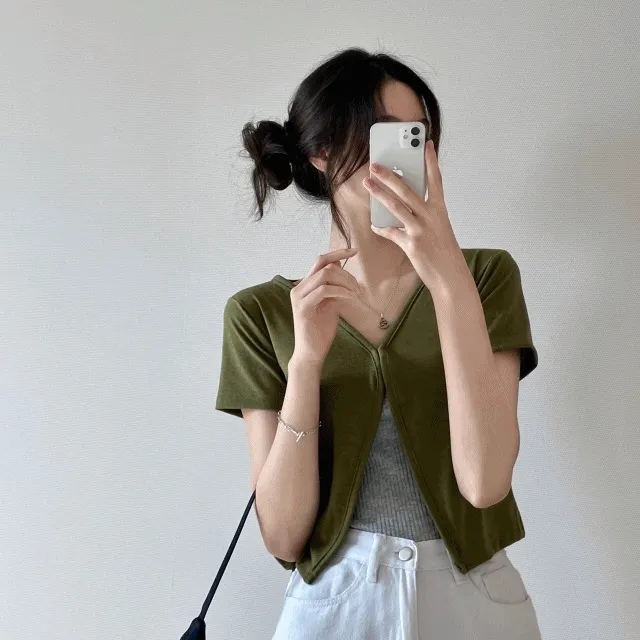 (6color/추천!)하몽 후크 반팔가디건