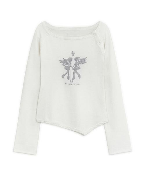 폴런 엔젤 버튼 니트 탑 (화이트)