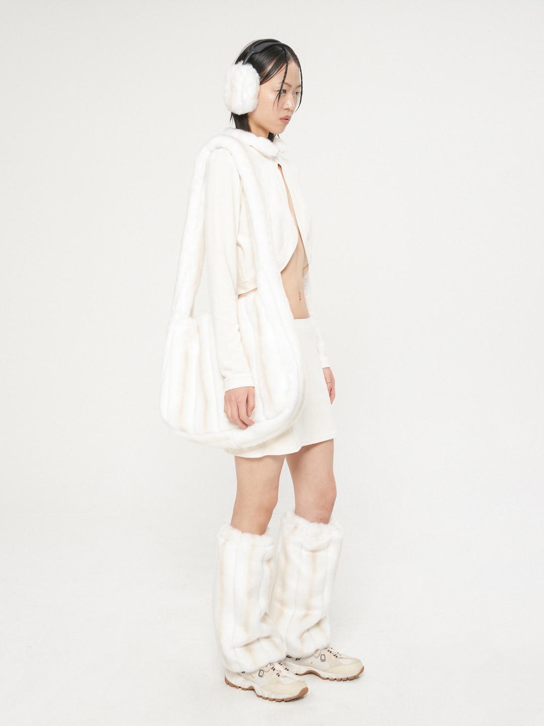 FUR SHOULDER BAG, IVORY