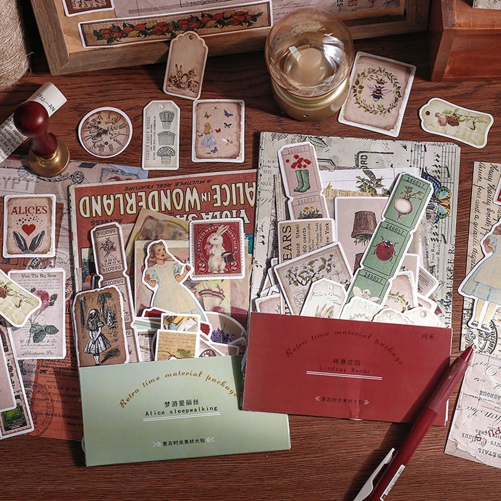 앨리스/빈티지 다꾸 세트 4종90매 빈티지 다이어리 꾸미기
