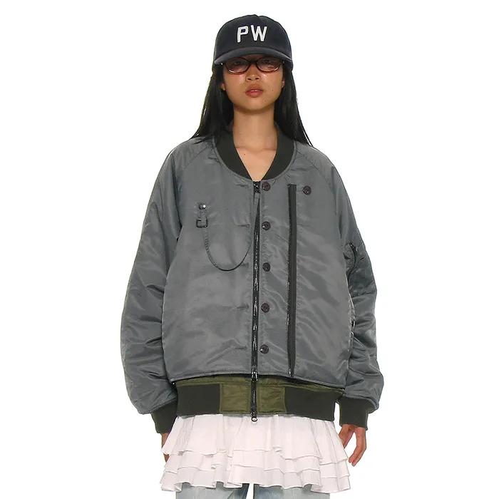 DETACHABLE LAYERED MA-1 BOMBER JACKET_KHAKI GREEN