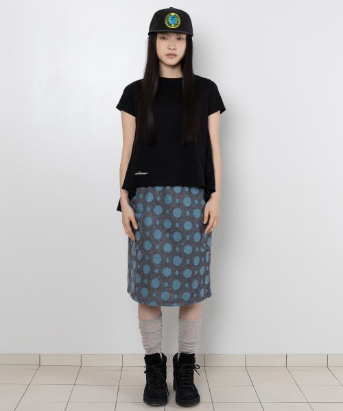 포켓 레이어드 스커트 - 도트 그린