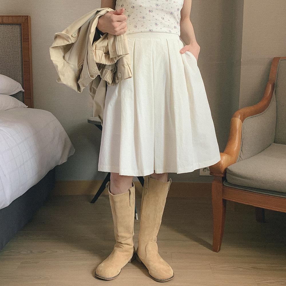 타노리 미디 핀턱 스커트