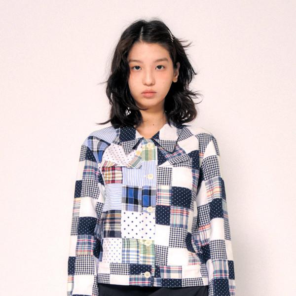 24 mosaic checked patch jacket