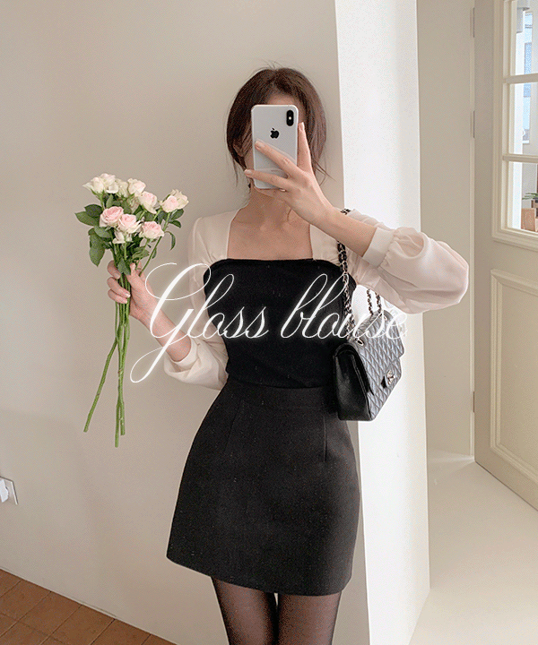 퍼빗 글로스 여리 스퀘어넥 쉬폰 블라우스 - 2color