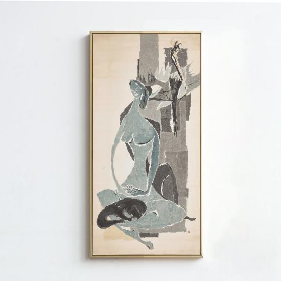 박래현 아트프린트 액자 〈여인과 고양이〉