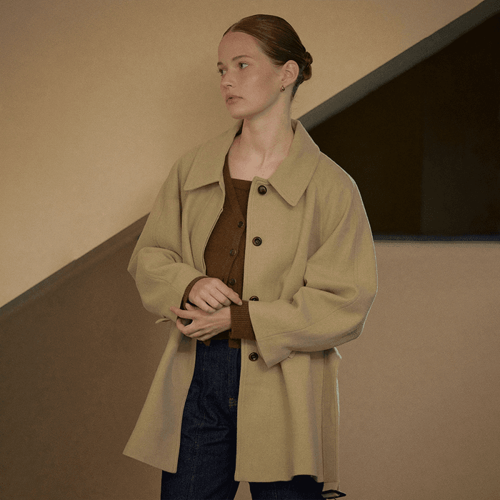 Wool Belted Half Coat_Beige