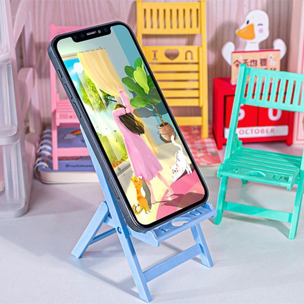 파스텔컬러 키치 러브사각의자 미니어쳐 인테리어 소품 휴대폰 접이식 거치대