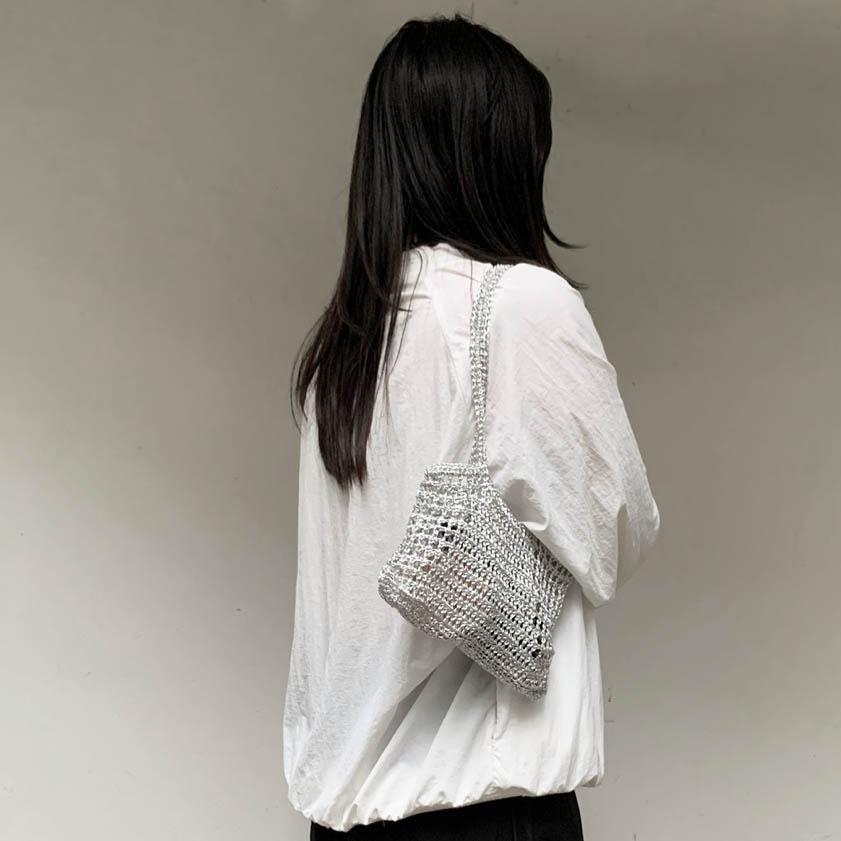 Silver kintted bag
