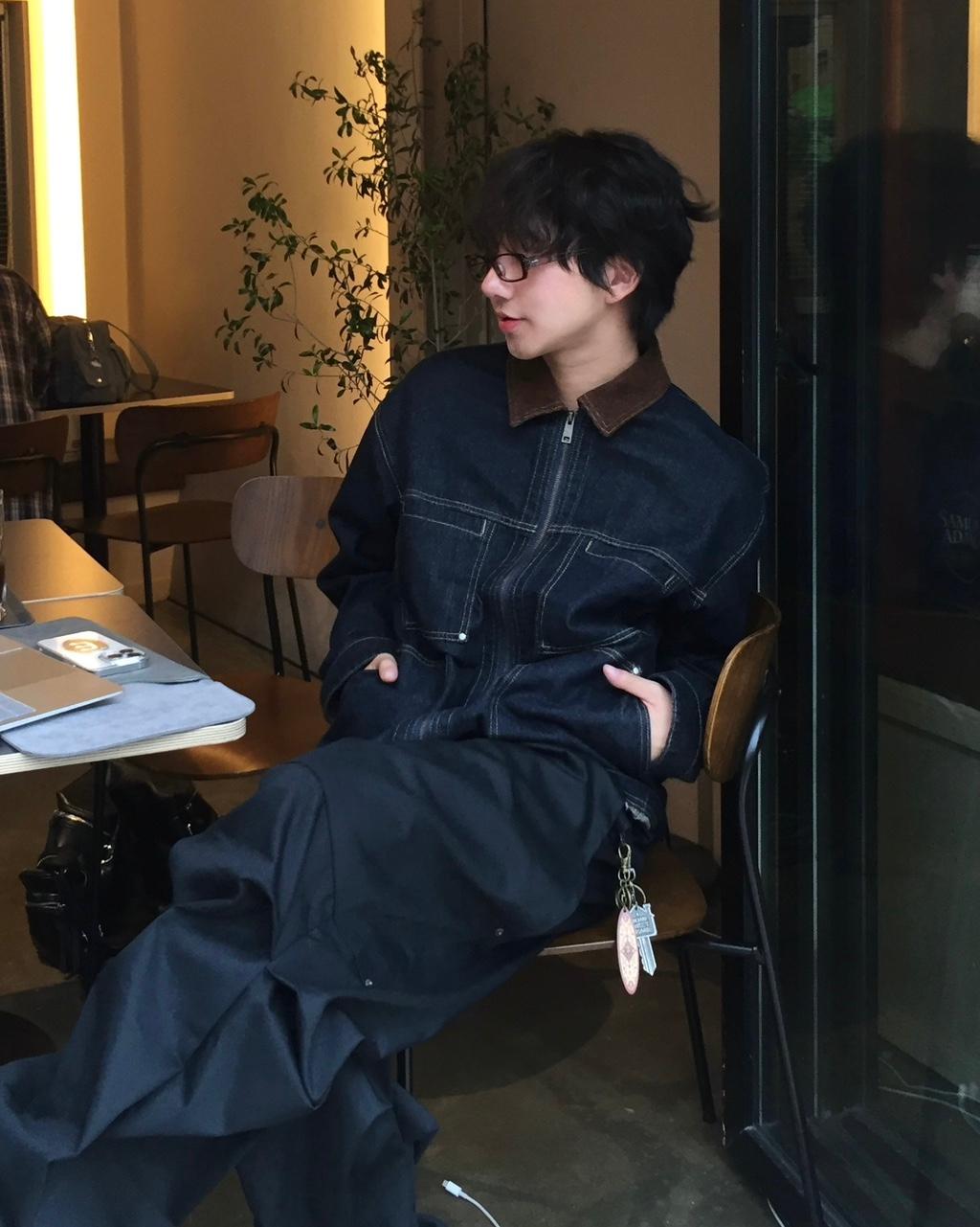 포티 스티치 카라 데님 자켓 2C