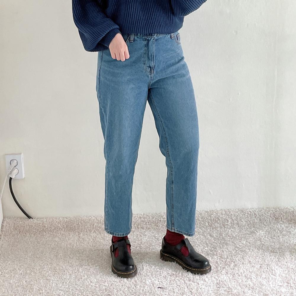 [S-3XL] 퓨어블루진 (빅사이즈 여성 청바지 밴딩 데님 팬츠 세미 일자핏 논스판)