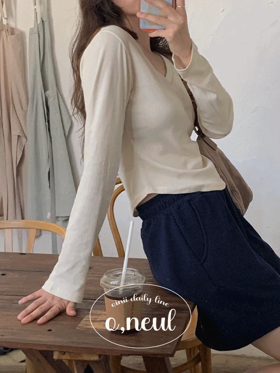 [o,neul] simple glam top - 3color