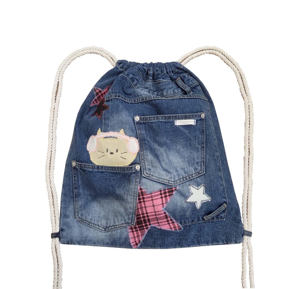 (중청 별 2차) 스트링 백팩 업사이클 패치워크 파우치 데일리 하구미