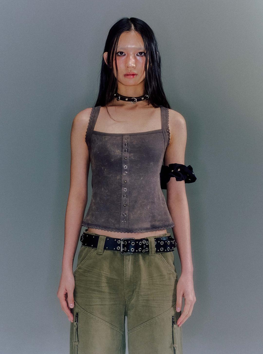 DERBY HOTPIX SLEEVELESS TOP CHARCOAL