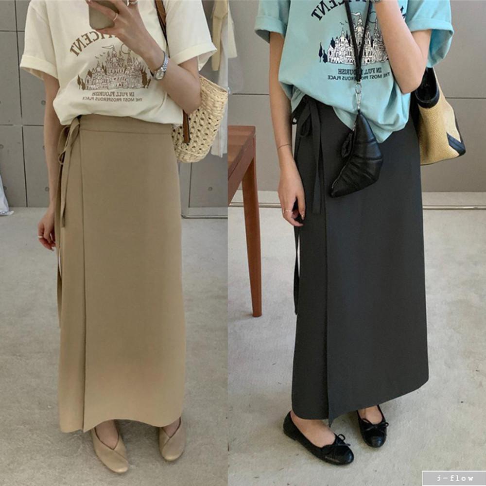 너프 랩 매듭 실키 H라인 맥시 롱 스커트 3col S,M 여름 하이웨스트 제이플로우