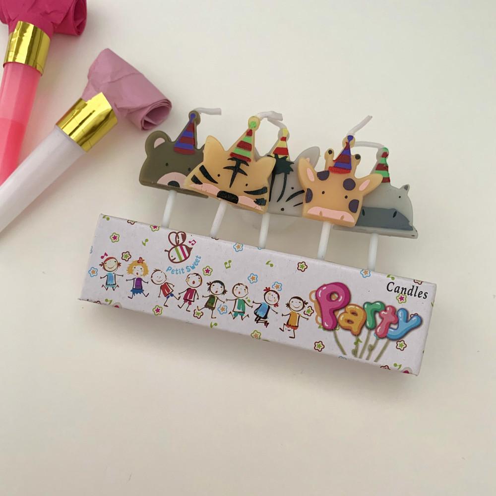 동물 파티 생일 초 5개입