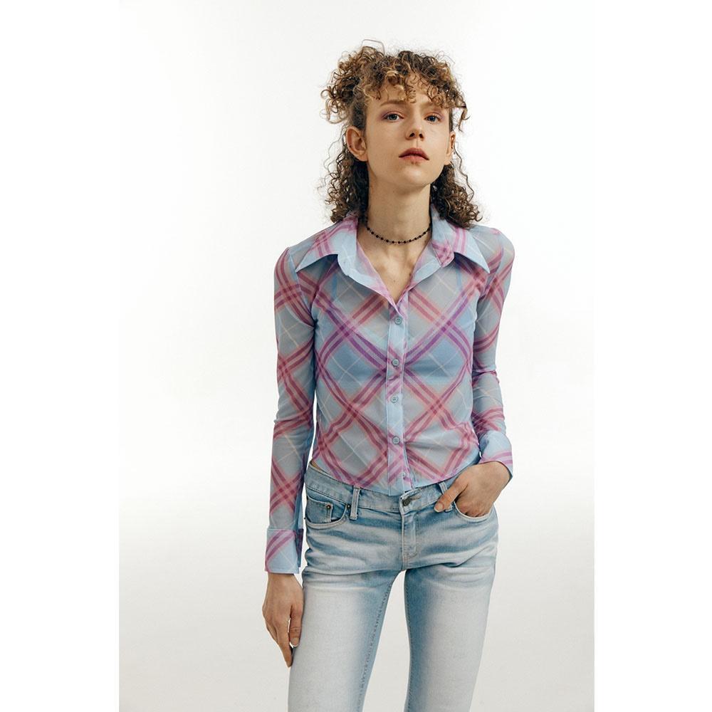 Mesh shirts - blue plaid
