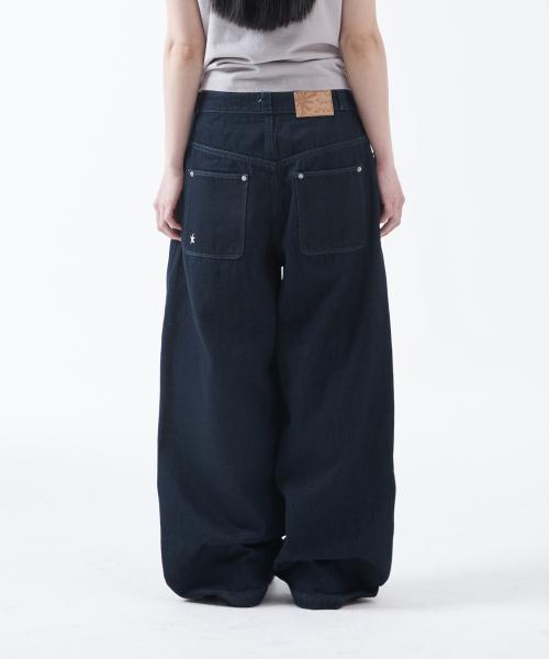 TCM curved raw denim pants (blue)