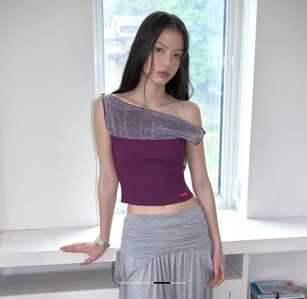 오버듀플레어 metal combi off shoulder knit | 후루츠패밀리